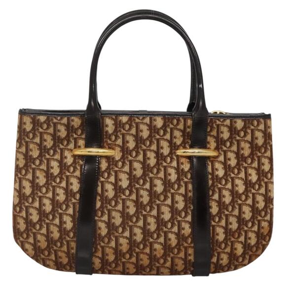 DIOR Trotter Canvas Hand Bag Brown Gold - Picture 2 of 12